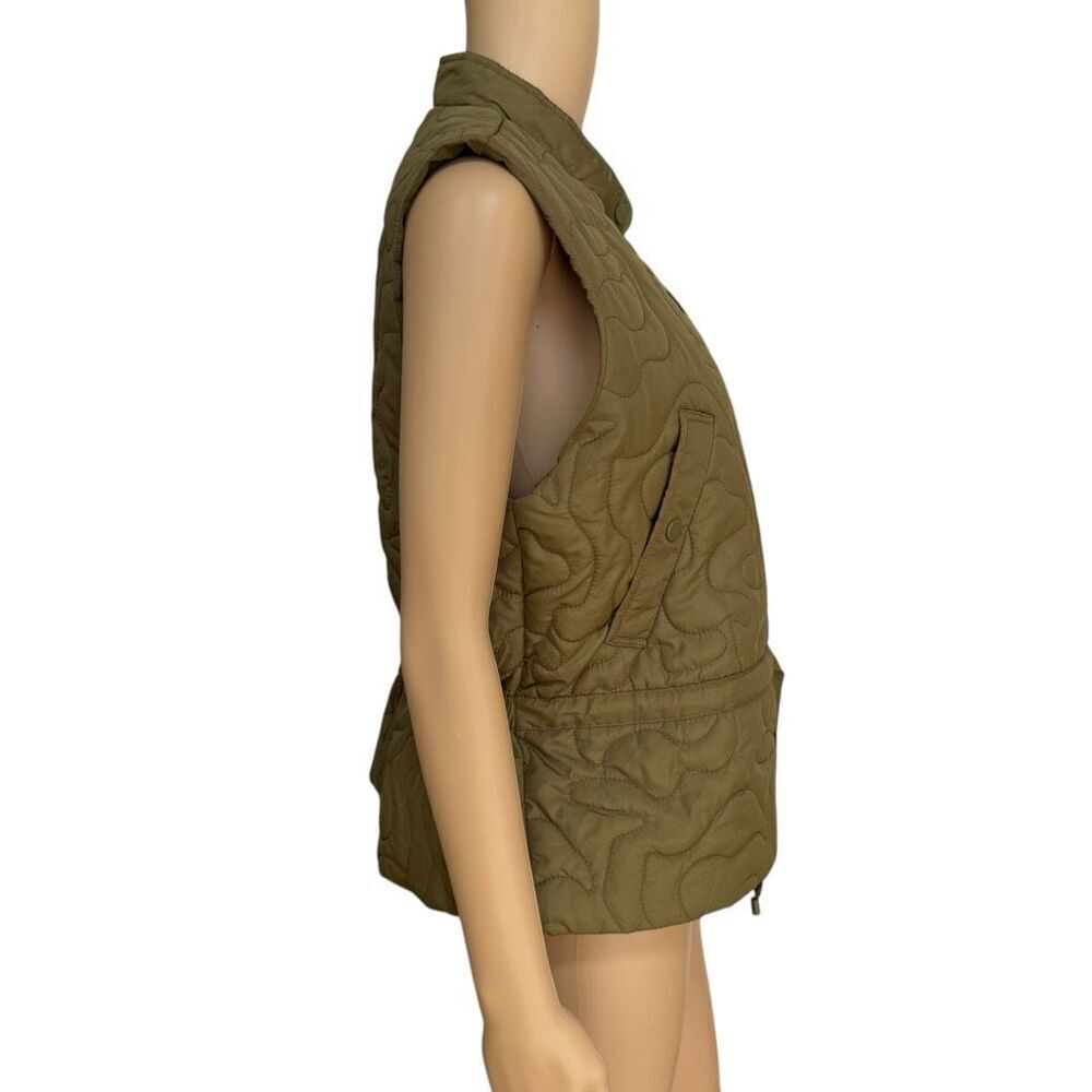Marc New York Womens Quilted Puffer Vest Jacket Size M olive green Pockets - Picture 2 of 7